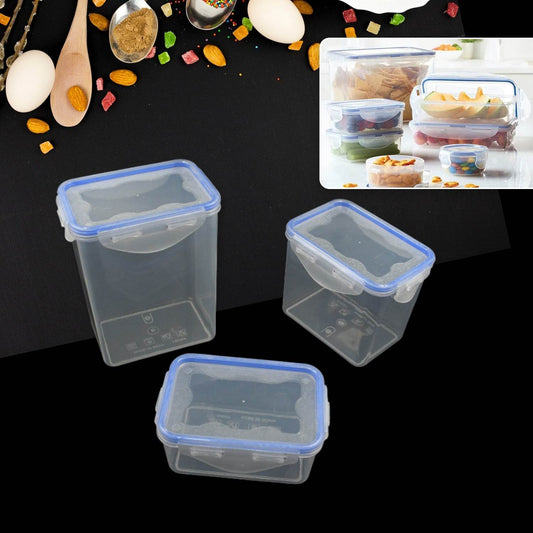 Kitchen Storage Container Set with Food Grade Plastic and Air Seal Lock Lid for Storage of Grocery, Spices, Dry fruits Use For Home, Office, Restaurant, Canteens (3 Piece Set) - infinityexculsivestore.com