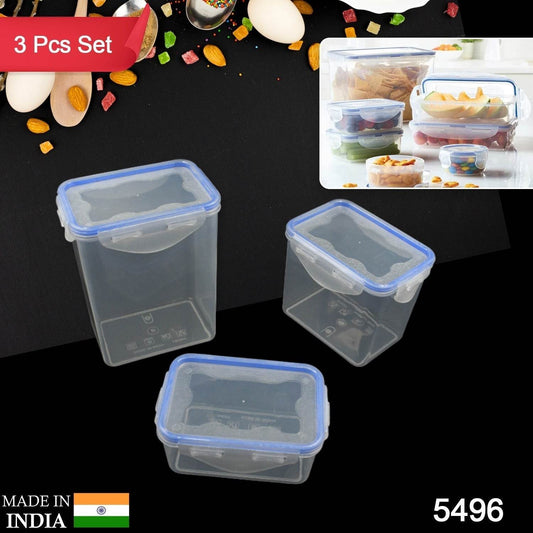 Kitchen Storage Container Set with Food Grade Plastic and Air Seal Lock Lid for Storage of Grocery, Spices, Dry fruits Use For Home, Office, Restaurant, Canteens (3 Piece Set) - infinityexculsivestore.com