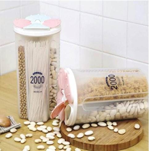 Kitchen Storage - Transparent Sealed Cans / Jars / Storage Box 4 Section - infinityexculsivestore.com