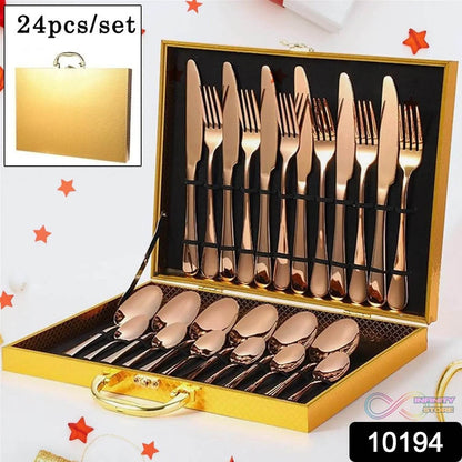 Kitchen Tableware / Flatware Sets Kitchen Forks Spoons with Gift Box (24 Pcs Set) - infinityexculsivestore.com