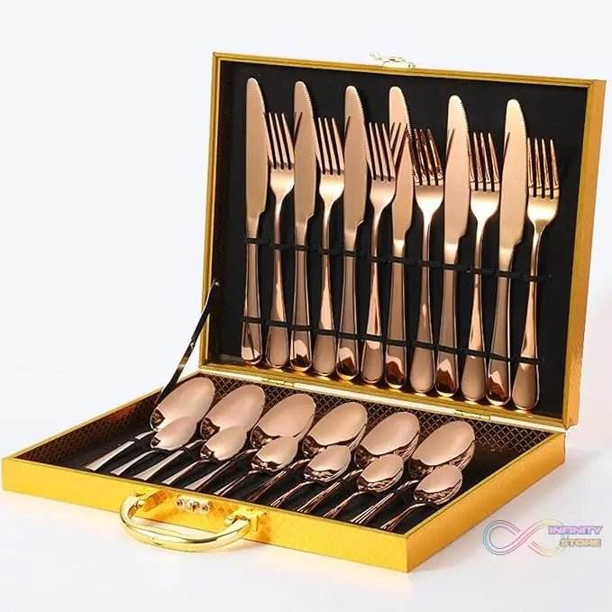 Kitchen Tableware / Flatware Sets Kitchen Forks Spoons with Gift Box (24 Pcs Set) - infinityexculsivestore.com