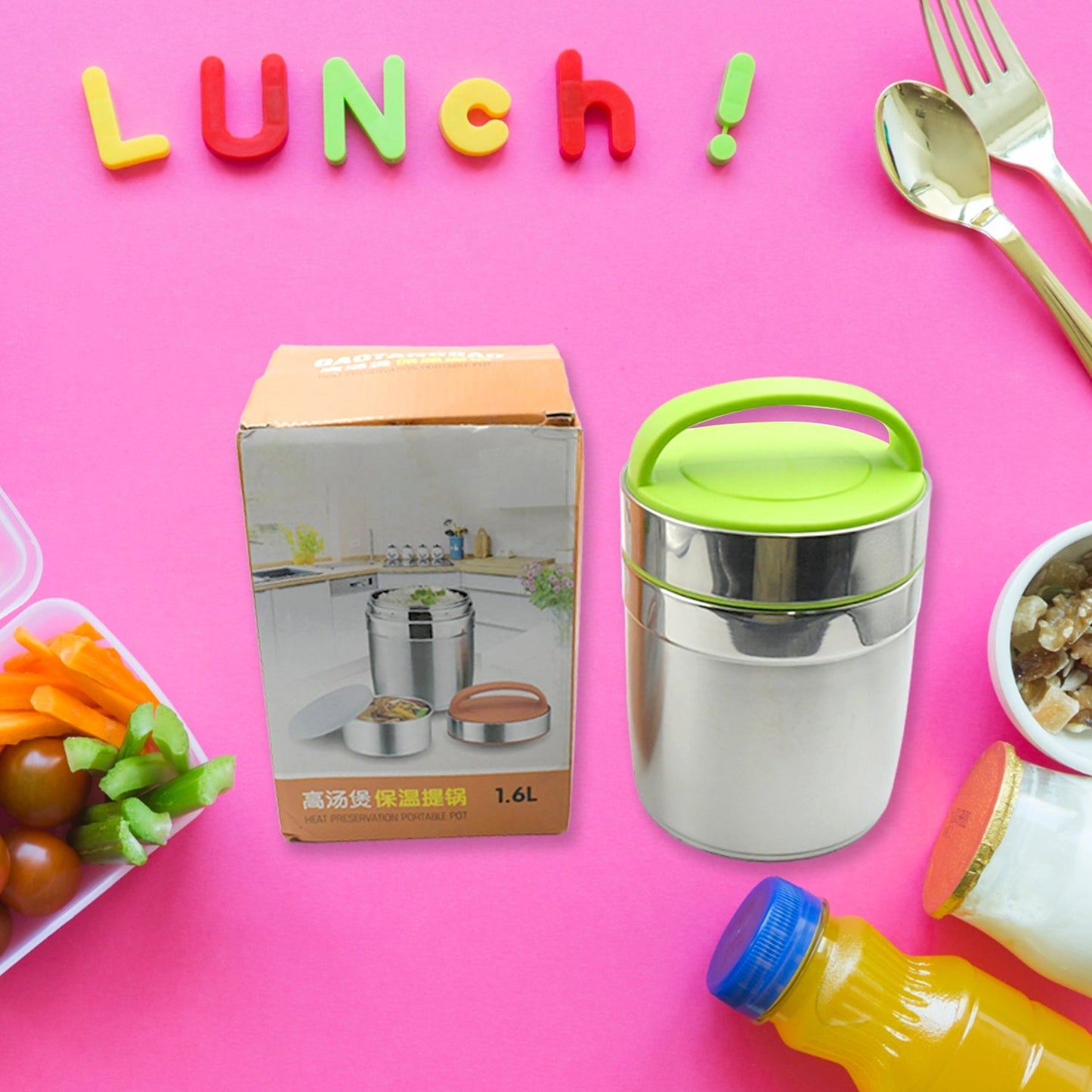 LEAK - PROOF THERMOS FLASK FOR HOT FOOD, WARM SOUP CUP, VACUUM INSULATED LUNCH BOX, FOOD BOX FOR THERMAL CONTAINER FOR FOOD STAINLESS STEEL (1.6 L) - infinityexculsivestore.com