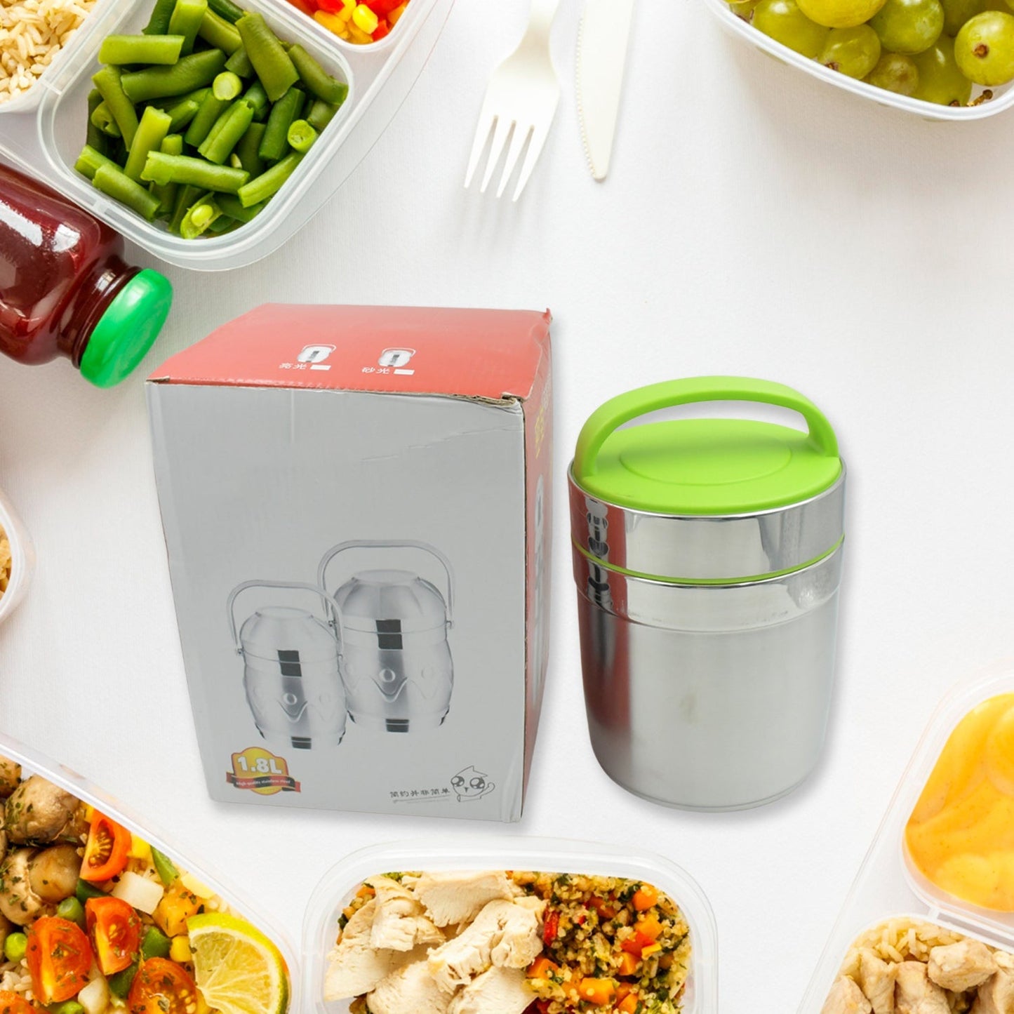 LEAK - PROOF THERMOS FLASK FOR HOT FOOD, WARM SOUP CUP, VACUUM INSULATED LUNCH BOX, FOOD BOX FOR THERMAL CONTAINER FOR FOOD STAINLESS STEEL (1.8 L) - infinityexculsivestore.com