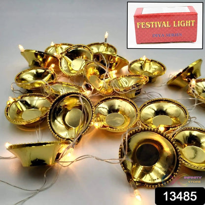 LED Diya Series Light, Fairy Lights for Diwali Decoration (16 Diya) - infinityexculsivestore.com