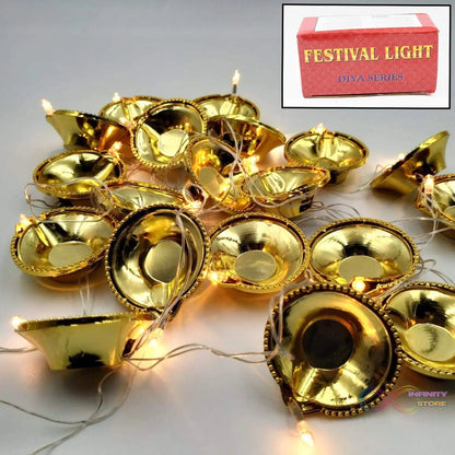 LED Diya Series Light, Fairy Lights for Diwali Decoration (16 Diya) - infinityexculsivestore.com