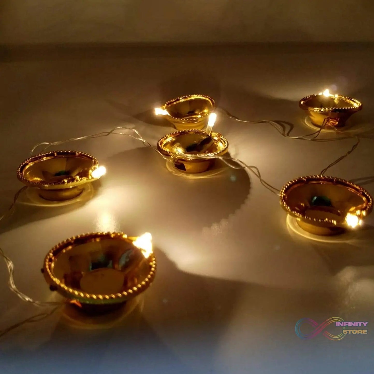 LED Diya Series Light, Fairy Lights for Diwali Decoration (16 Diya) - infinityexculsivestore.com