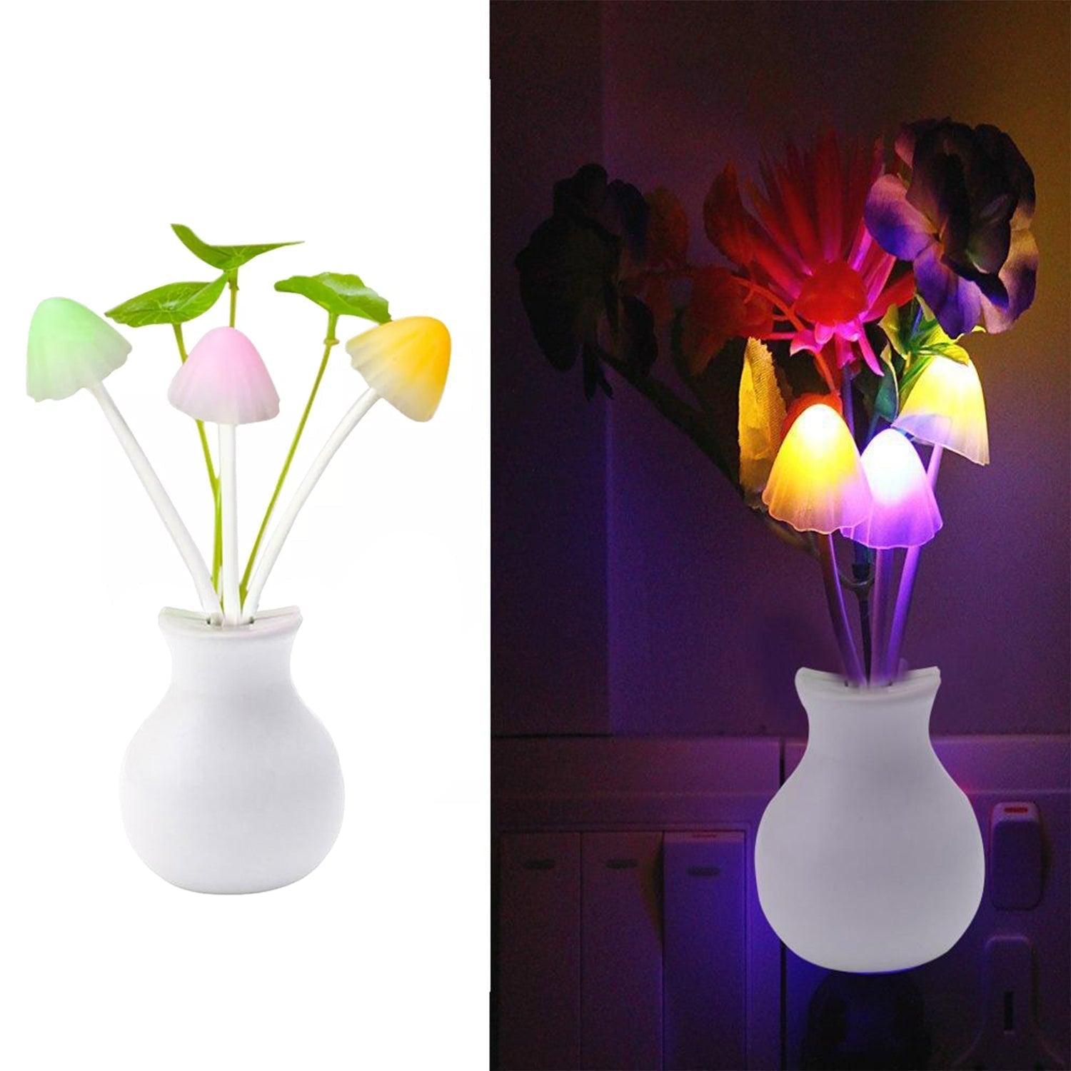 LED Dream Night Light, Auto ON / Off Sensor Mushroom Lamp (Multicolor) - infinityexculsivestore.com