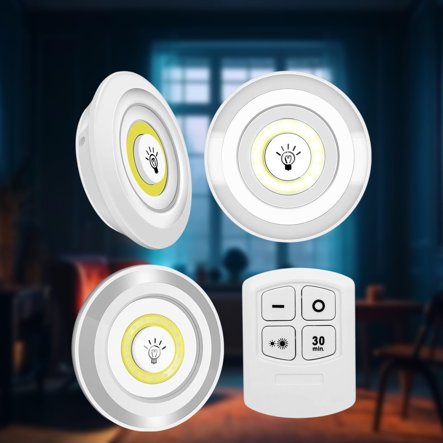 LED Light Under Closet Battery Powered Closet Wall Lamp with Remote Control Bedroom Kitchen Set of 3 LED Lights And 1 Remote Control (Battery Not Included) - infinityexculsivestore.com