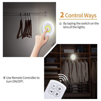LED Light Under Closet Battery Powered Closet Wall Lamp with Remote Control Bedroom Kitchen Set of 3 LED Lights And 1 Remote Control (Battery Not Included) - infinityexculsivestore.com