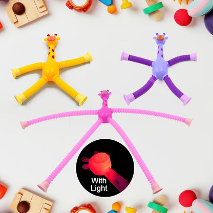 LED Telescopic Suction Cup Giraffe Toy, Pop Tubes Fidget Toys, Shape Changing Telescopic Sensory Tubes Fidget Tubes Sensory Toys Suction Toy, Funny Gift (3 Pcs Set) - infinityexculsivestore.com