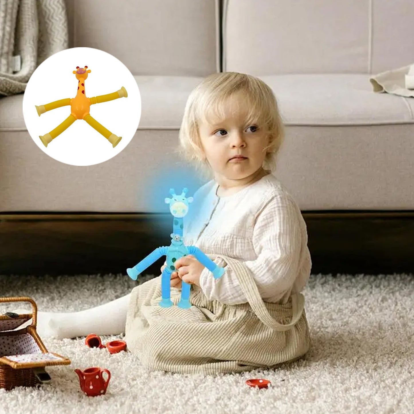 LED Telescopic Suction Cup Giraffe Toy, Pop Tubes Fidget Toys, Shape Changing Telescopic Sensory Tubes Fidget Tubes Sensory Toys Suction Toy, Funny Gift (3 Pcs Set) - infinityexculsivestore.com