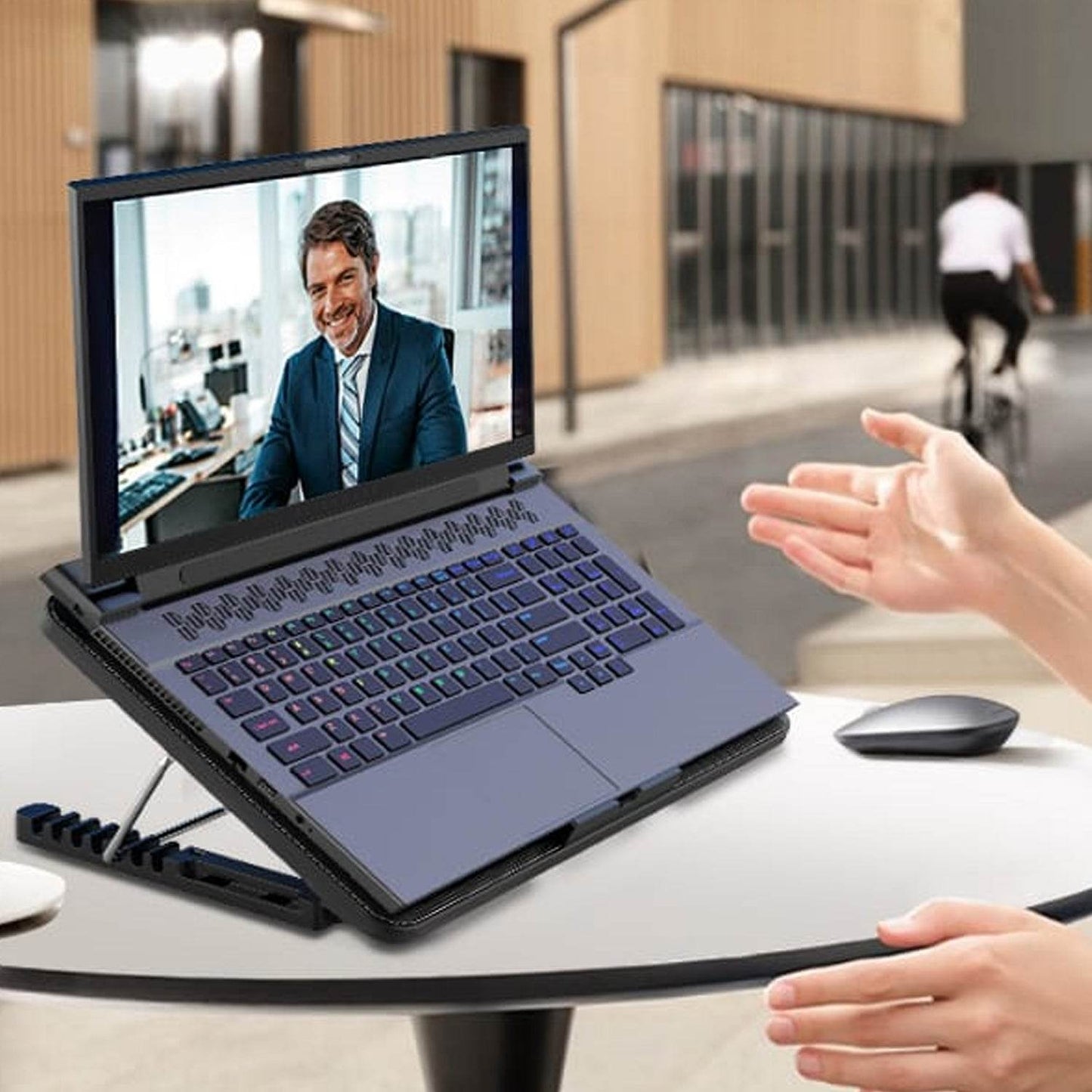 Laptop Cooler Cooling Pad with 2 Quiet Led Fans, Dual USB Ports, Portable Ultra Slim USB Powered 7 Heights Adjustable Laptop Stand for Gaming Laptop - infinityexculsivestore.com