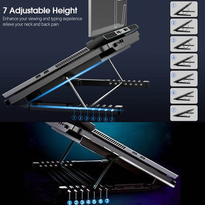 Laptop Cooler Cooling Pad with 2 Quiet Led Fans, Dual USB Ports, Portable Ultra Slim USB Powered 7 Heights Adjustable Laptop Stand for Gaming Laptop - infinityexculsivestore.com