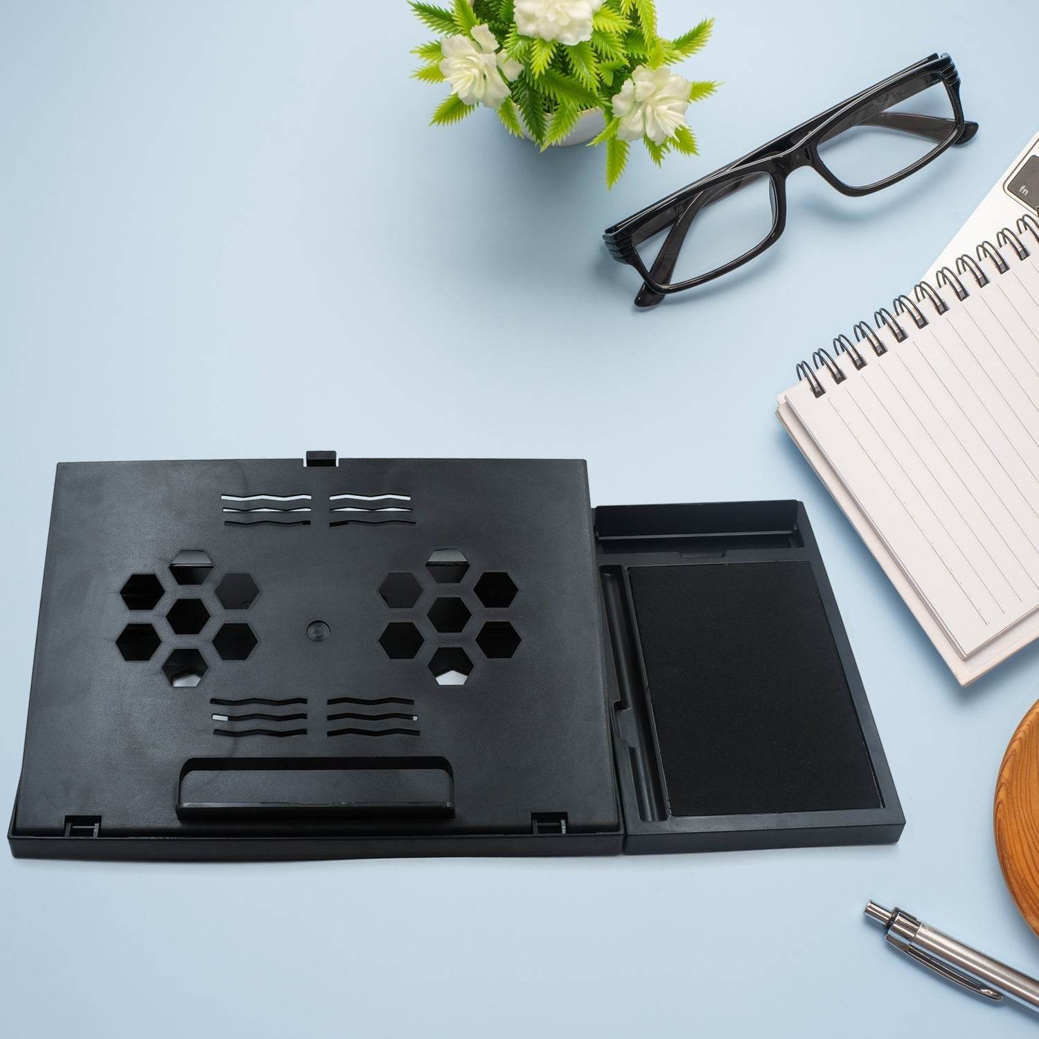 Laptop Stand Suitable Portable Foldable Compatible with MacBook Notebook Tablet Tray Desk Table Book with Free Phone Stand - infinityexculsivestore.com