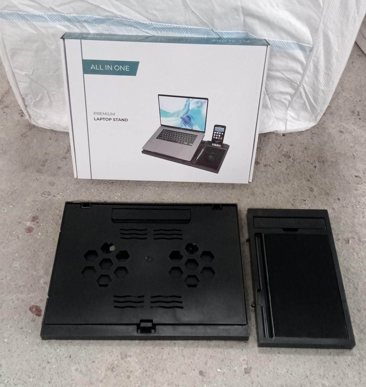 Laptop Stand Suitable Portable Foldable Compatible with MacBook Notebook Tablet Tray Desk Table Book with Free Phone Stand - infinityexculsivestore.com