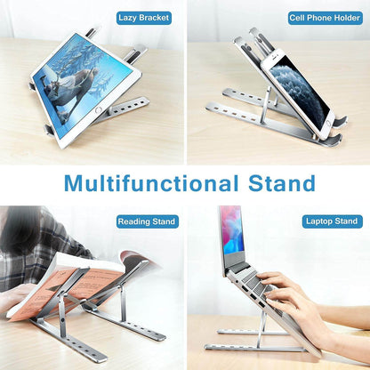 Laptop Stand for Desk | Metal Portable Laptop Stand, with 6 Adjustable Angles | Laptop Riser, Phone, and Tablet Stand | Compatible for All Laptop - infinityexculsivestore.com