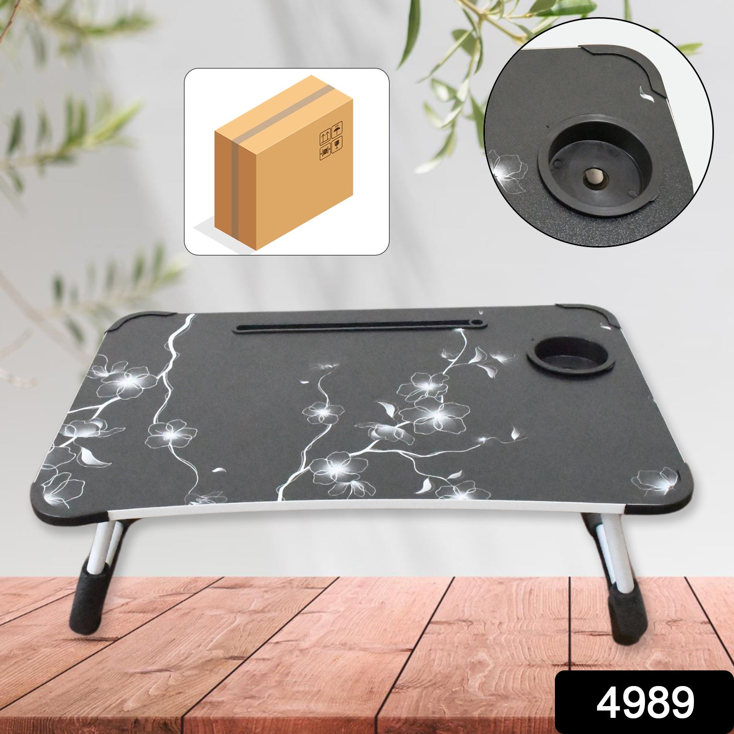 Laptop Table Foldable Portable Notebook Bed Lap Desk Tray Stand Reading Holder with Coffee Cup Slot for Breakfast, Reading & Movie Watching. - infinityexculsivestore.com