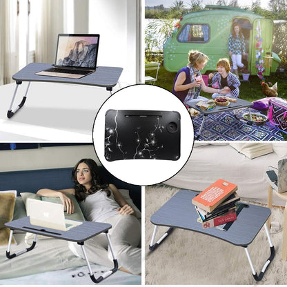 Laptop Table Foldable Portable Notebook Bed Lap Desk Tray Stand Reading Holder with Coffee Cup Slot for Breakfast, Reading & Movie Watching. - infinityexculsivestore.com