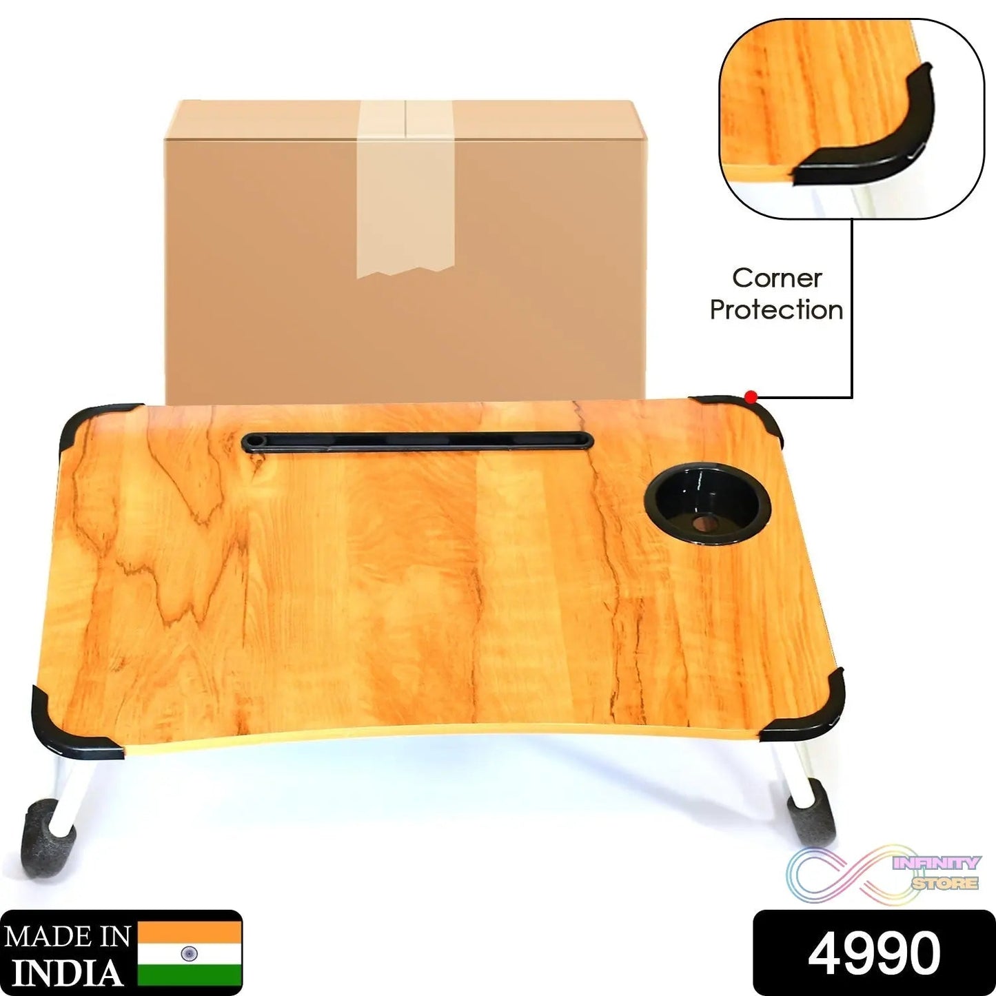 Laptop Table Foldable Portable Notebook Bed Lap Desk Tray Stand Reading Holder with Coffee Cup Slot for Breakfast, Reading & Movie Watching. - infinityexculsivestore.com