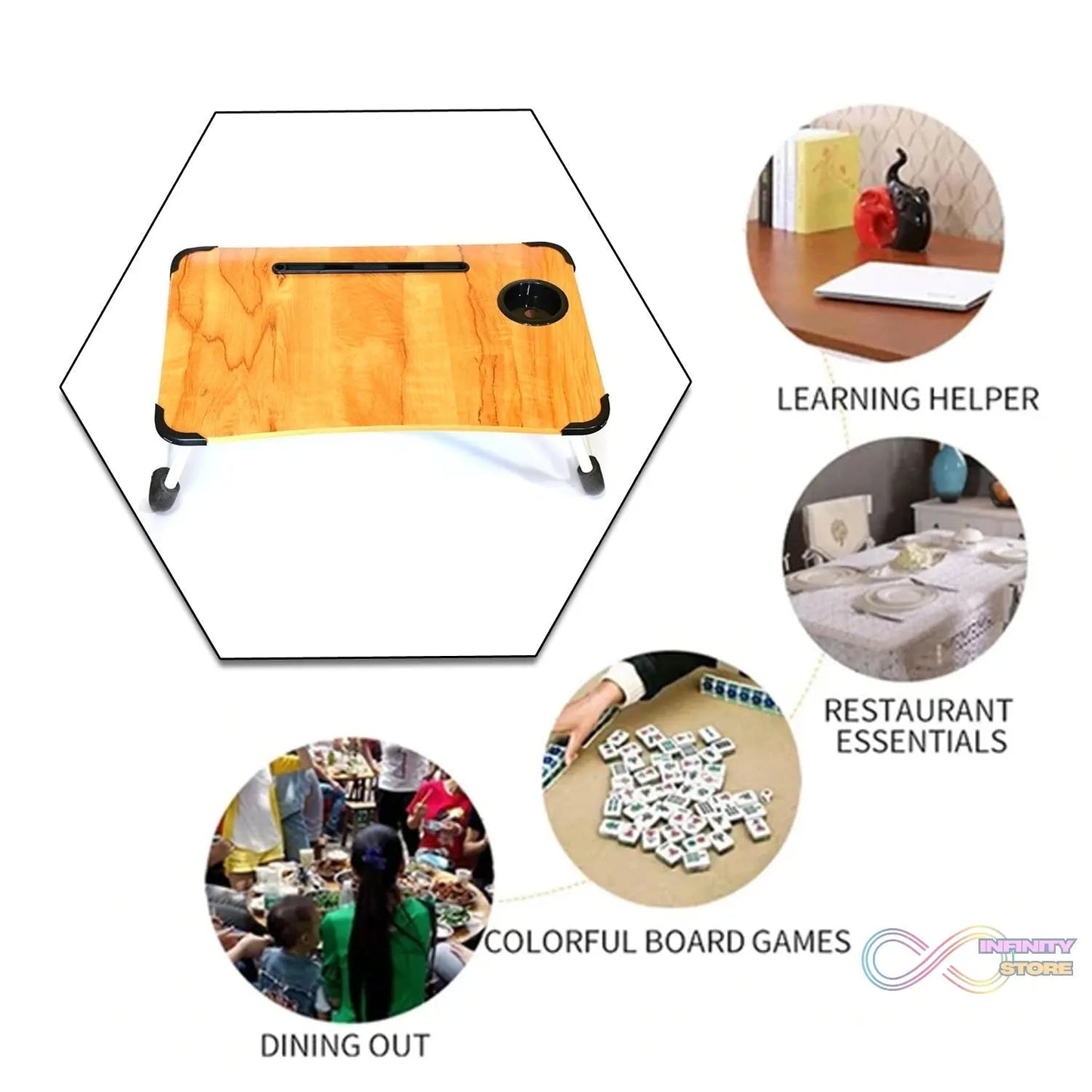 Laptop Table Foldable Portable Notebook Bed Lap Desk Tray Stand Reading Holder with Coffee Cup Slot for Breakfast, Reading & Movie Watching. - infinityexculsivestore.com