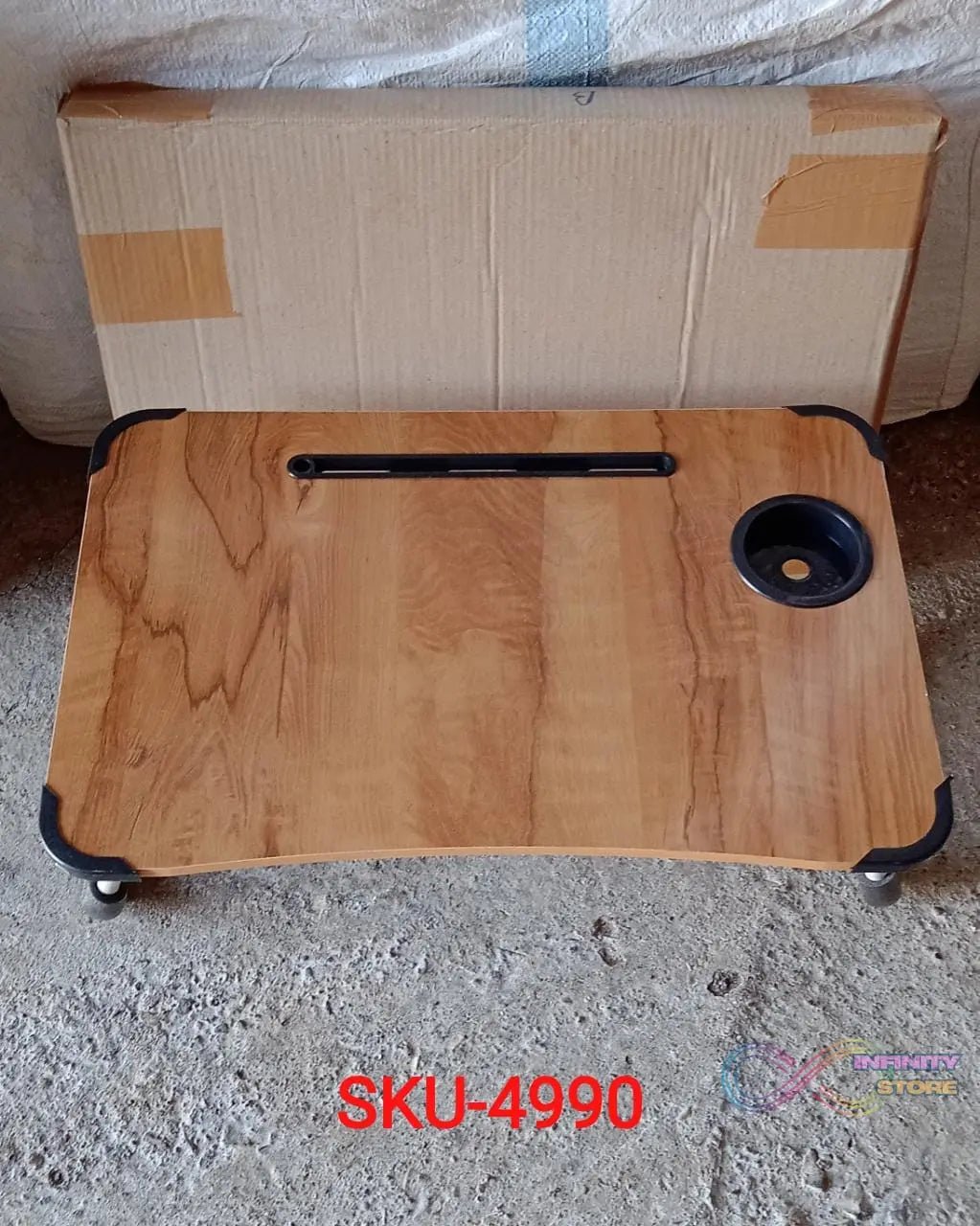 Laptop Table Foldable Portable Notebook Bed Lap Desk Tray Stand Reading Holder with Coffee Cup Slot for Breakfast, Reading & Movie Watching. - infinityexculsivestore.com