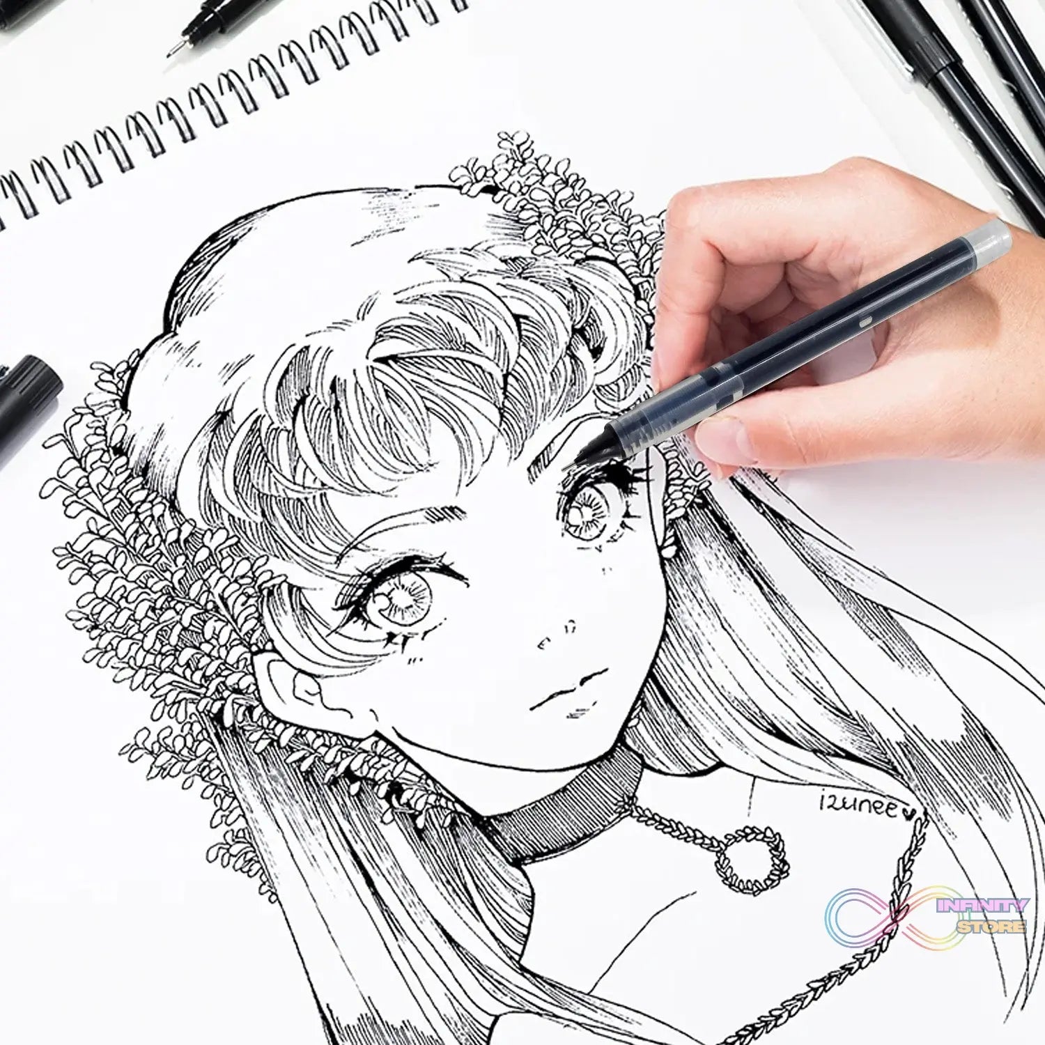 Large Black Roller ball Pens / Gel Pen Set Drawing Writing Pen 0.5 mm (12 Pcs Set) - infinityexculsivestore.com