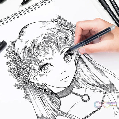 Large Black Roller ball Pens / Gel Pen Set Drawing Writing Pen 0.5 mm (12 Pcs Set) - infinityexculsivestore.com