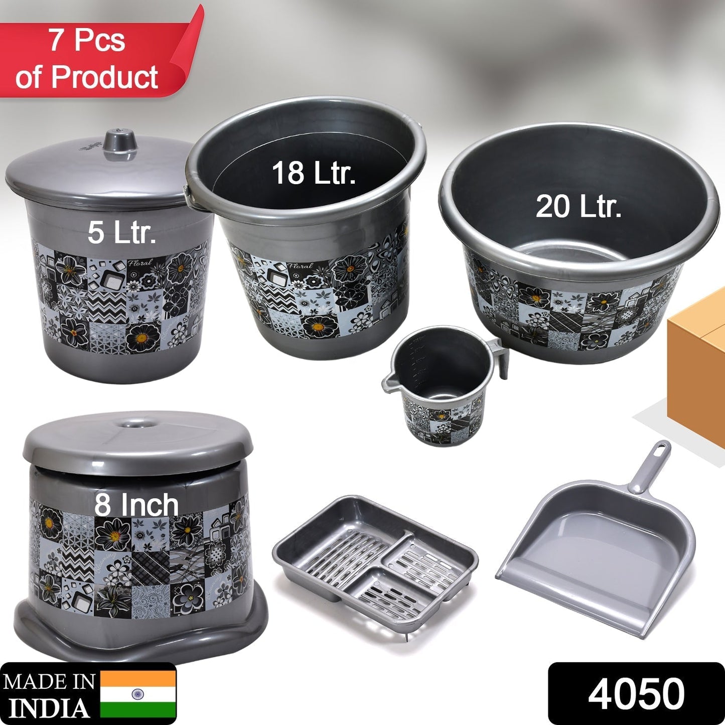 Large Capacity Plastic Bathroom Set of 7Pieces (1pc Big Tub, 1pc bucket,1pc , 1pc Mug, 1pc Soap Case, 1pc , 1pc Stool) - infinityexculsivestore.com