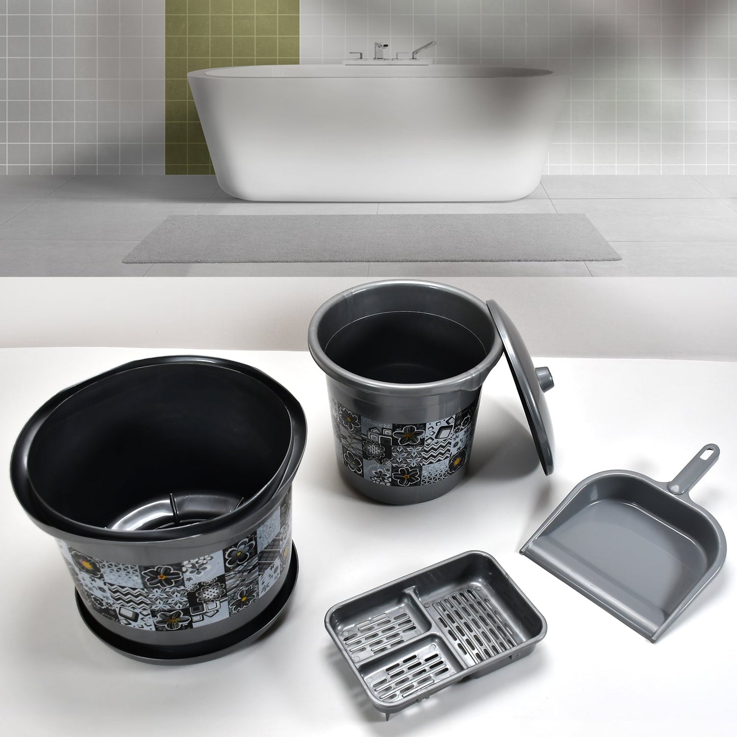 Large Capacity Plastic Bathroom Set of 7Pieces (1pc Big Tub, 1pc bucket,1pc , 1pc Mug, 1pc Soap Case, 1pc , 1pc Stool) - infinityexculsivestore.com