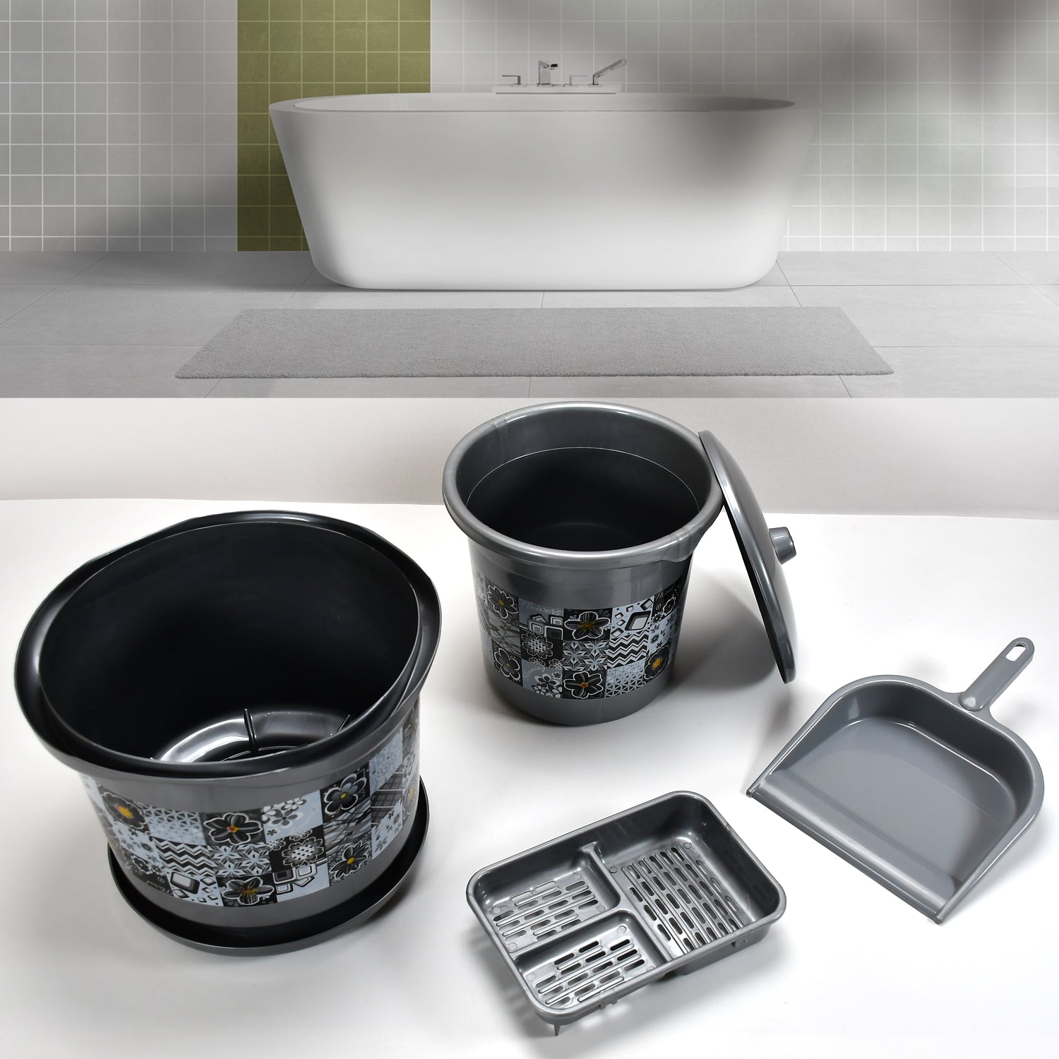 Large Capacity Plastic Bathroom Set of 7Pieces (1pc Big Tub, 1pc bucket,1pc , 1pc Mug, 1pc Soap Case, 1pc , 1pc Stool) - infinityexculsivestore.com