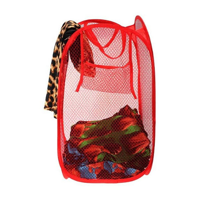 Laundry Hamper Mesh Fabric For Ventilation Foldable Storage Pop Up Clothes Basket - infinityexculsivestore.com