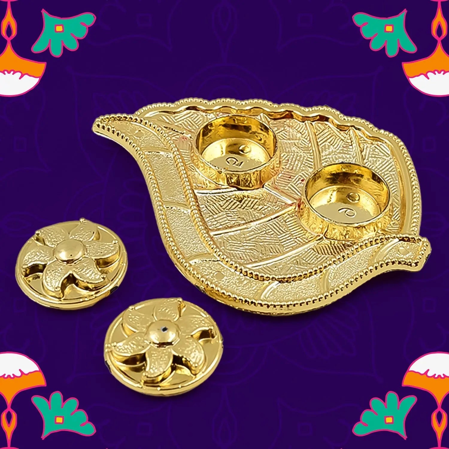 Leaf Shape Rakasha Bandhan Special Puja Thali (1 Pc) - infinityexculsivestore.com