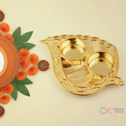 Leaf Shape Special Puja Thali (1 Pc / Mix Design) - infinityexculsivestore.com