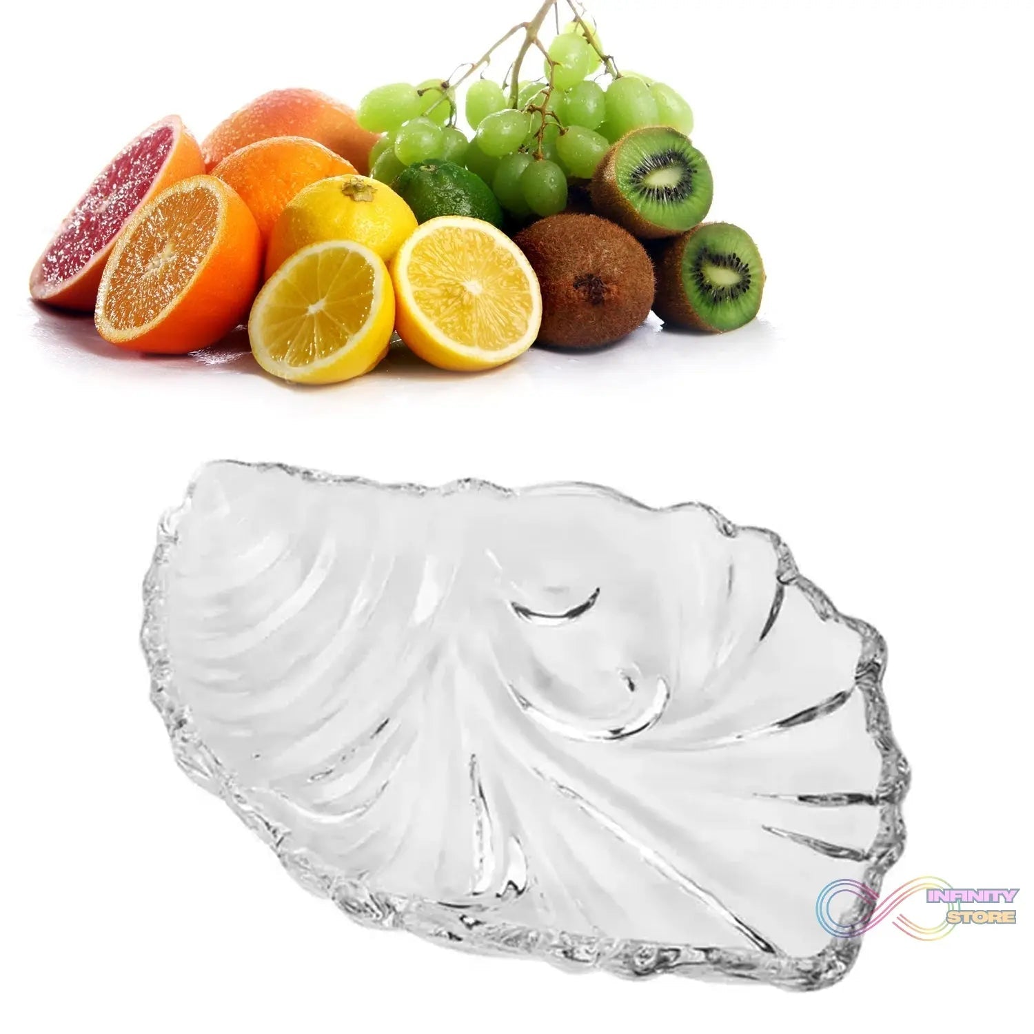 Leaf shaped Glass Serve tray of snacks, Mukhwaas, and ice cream. - infinityexculsivestore.com