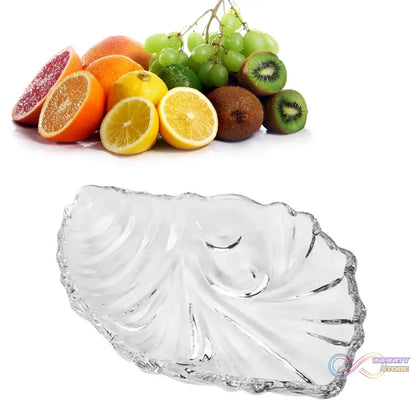 Leaf shaped Glass Serve tray of snacks, Mukhwaas, and ice cream. - infinityexculsivestore.com