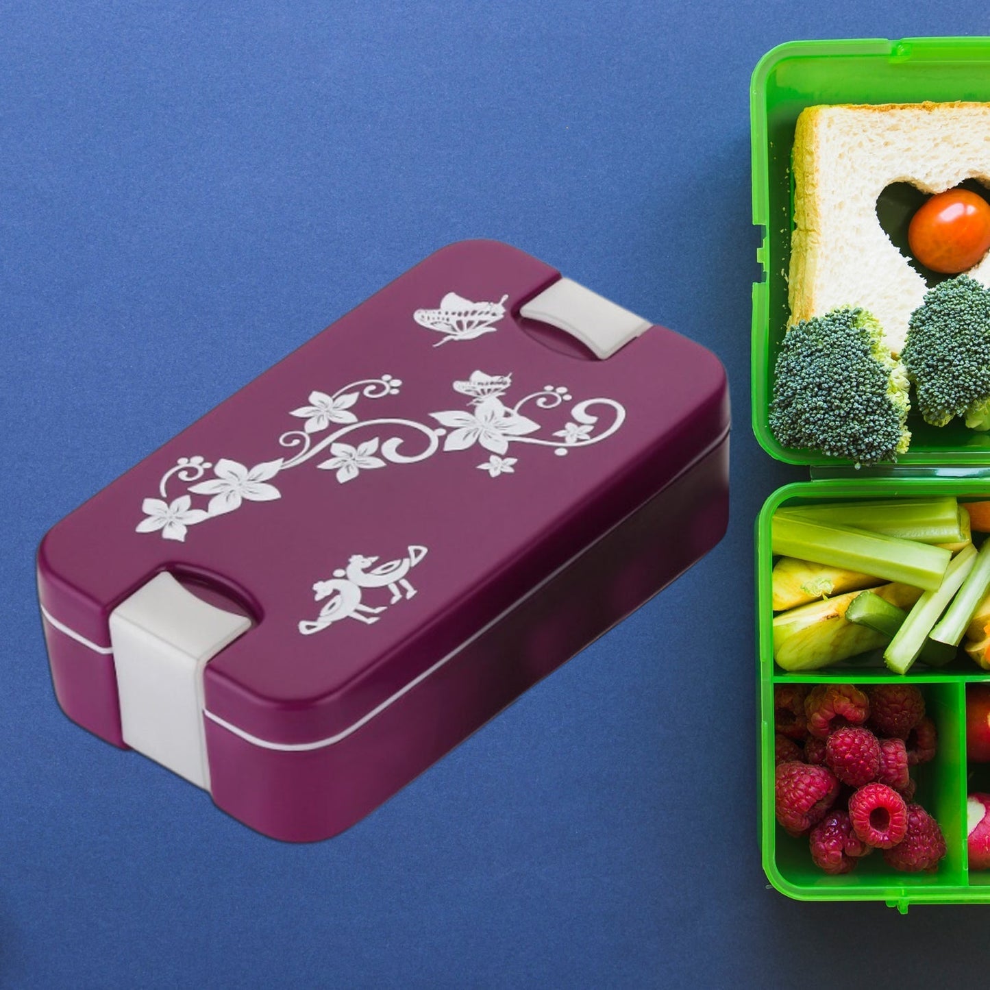 Leak - Proof Airtight Lunch Box with Spoon, 2 Compartments - infinityexculsivestore.com