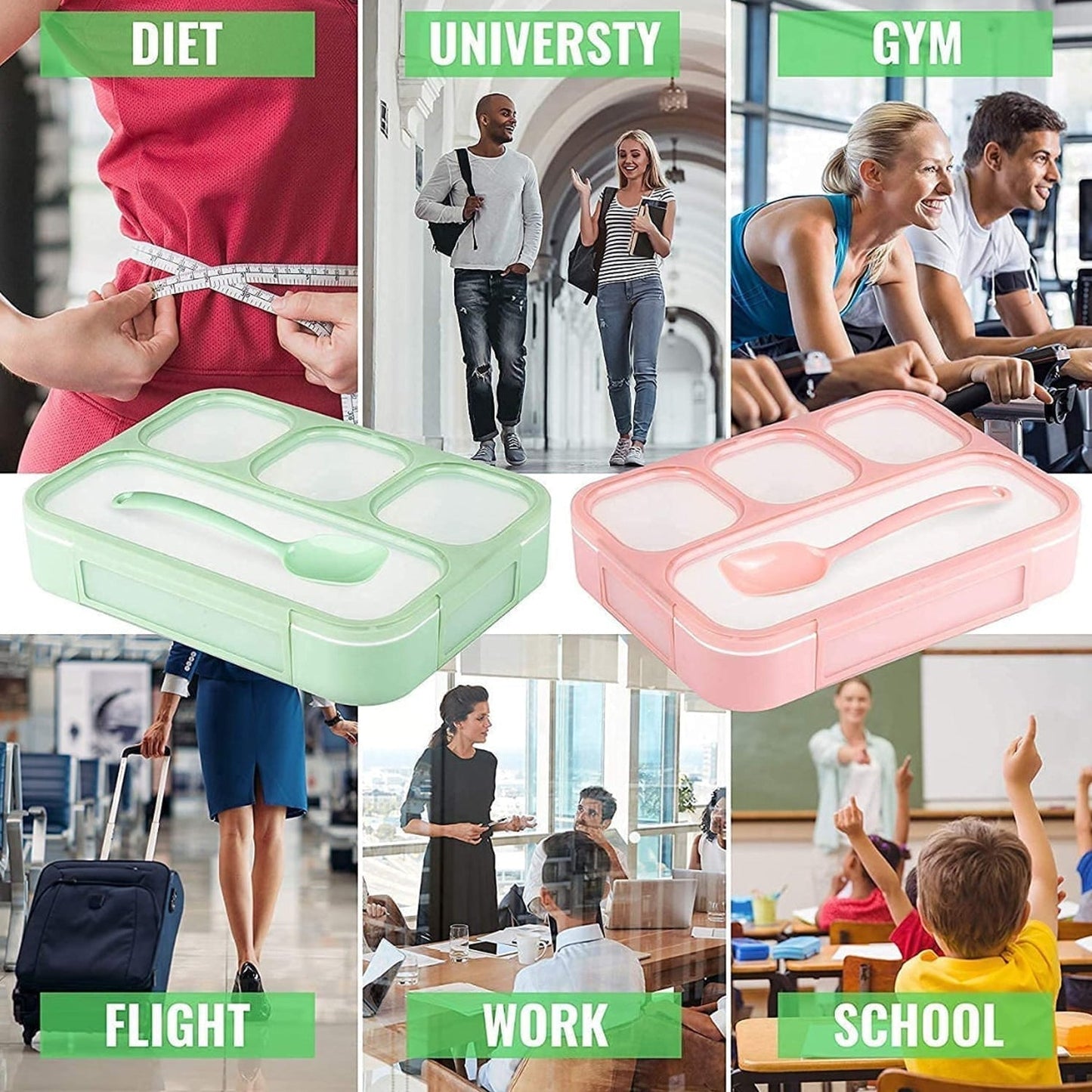 Leak - Proof Lunch Box with 4 Compartments for School & Office Use - infinityexculsivestore.com