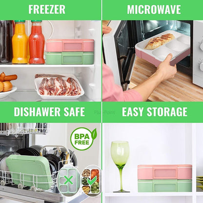 Leak - Proof Lunch Box with 4 Compartments for School & Office Use - infinityexculsivestore.com