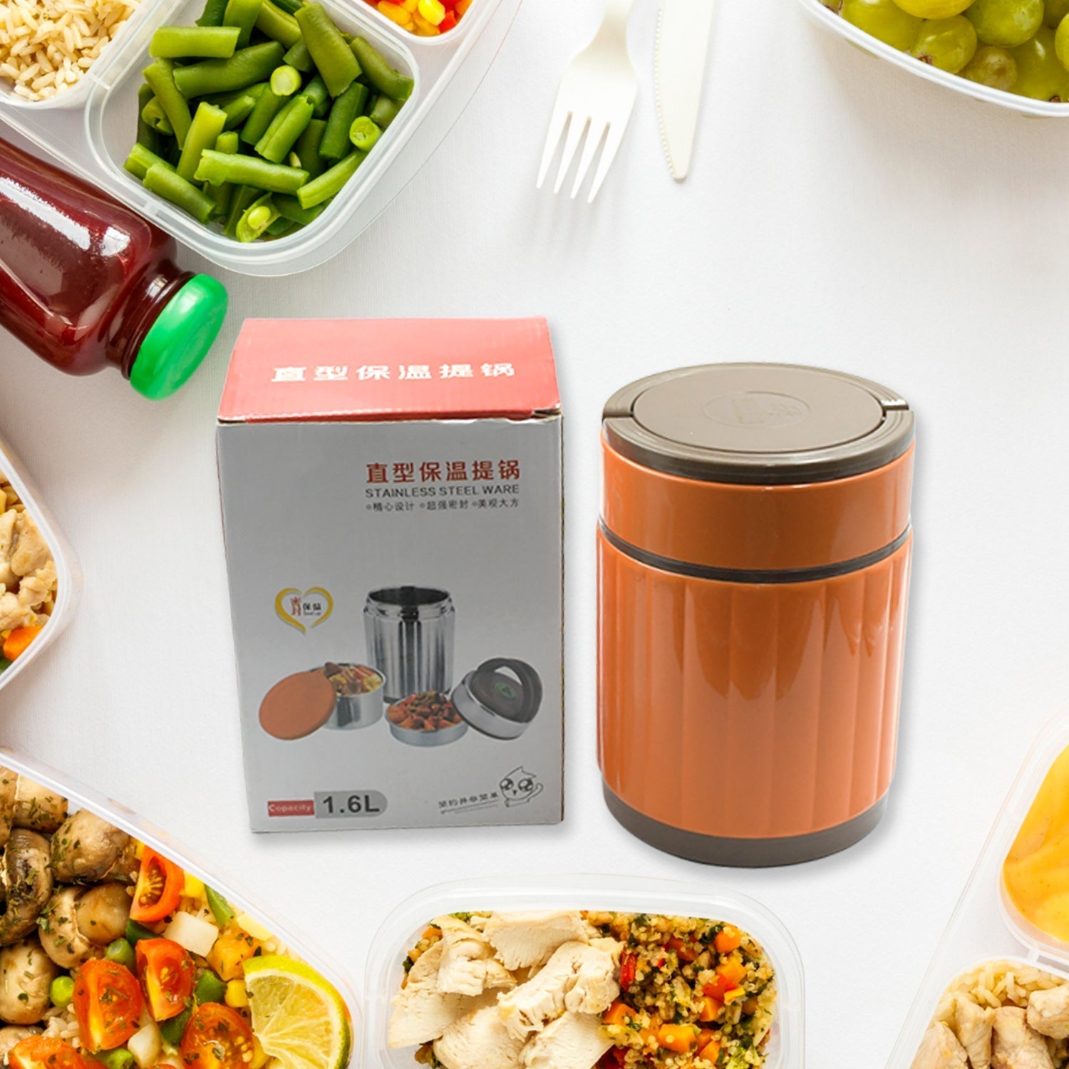 Leak - proof Thermos Flask For Hot Food, Warm Soup Cup, Vacuum Insulated Lunch Box, Food Box for Thermal Container For Food Stainless Steel - infinityexculsivestore.com