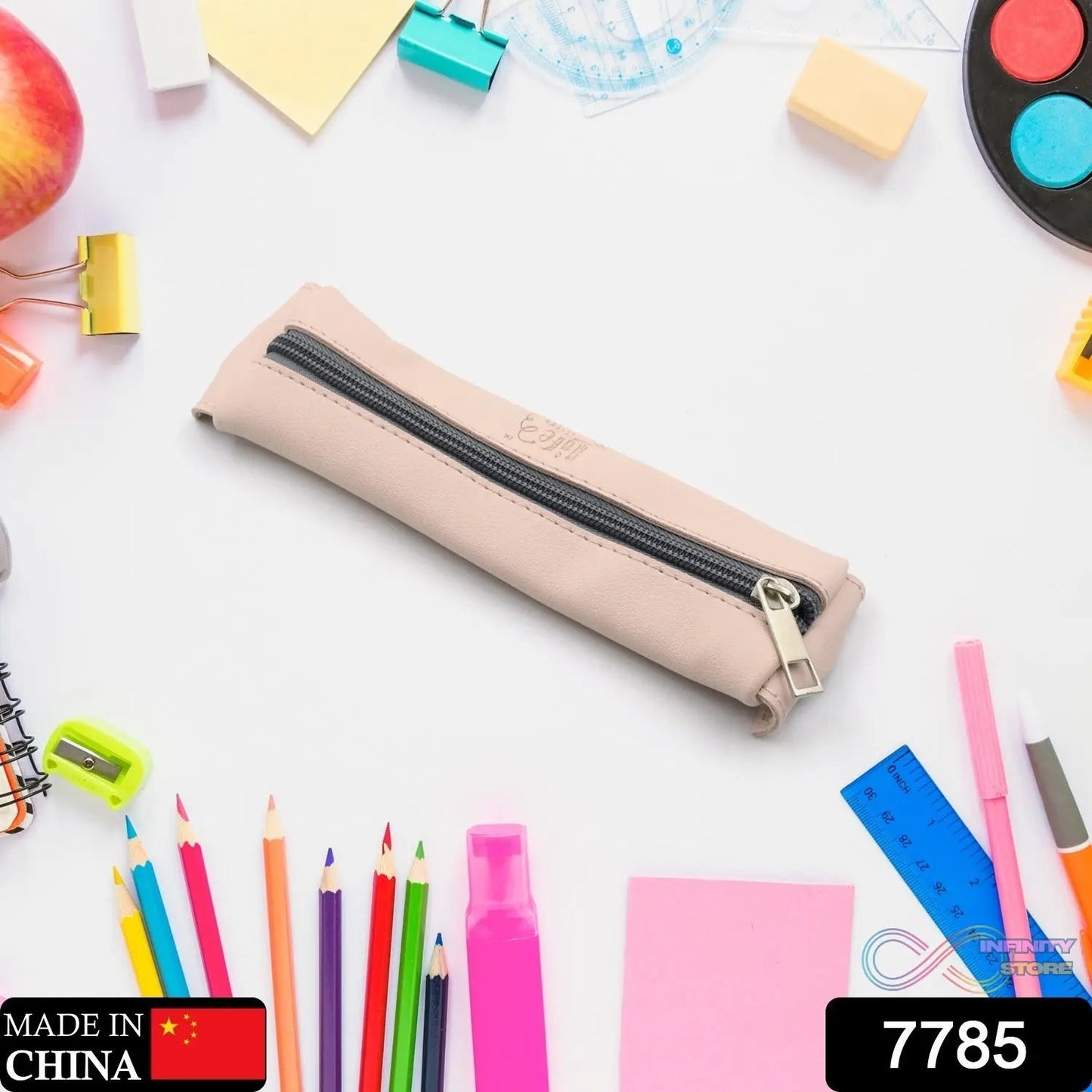 Leather Pencil Case high - quality leather pencil pouch ideal of School (1Pc) - infinityexculsivestore.com