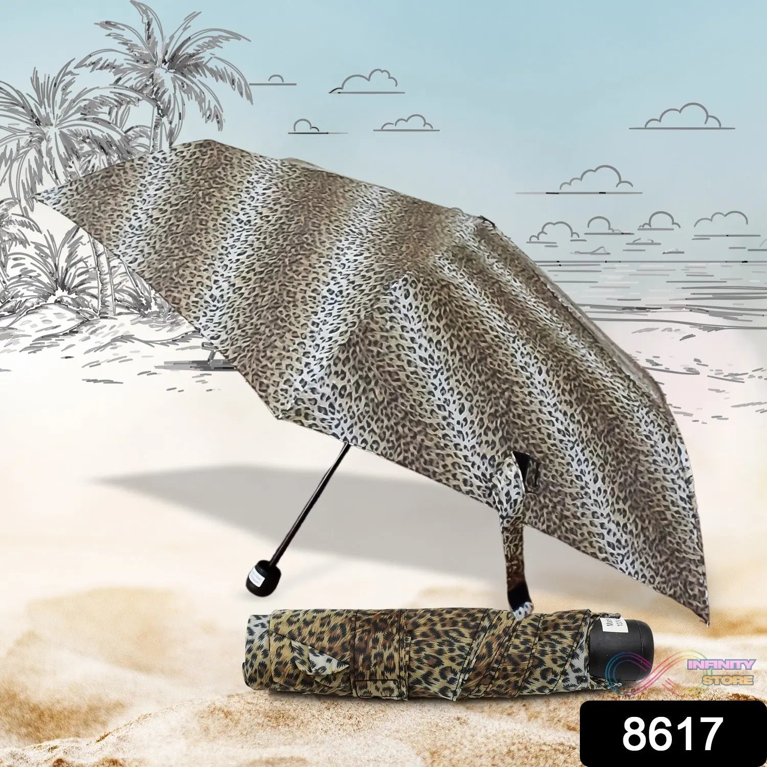 Leopard Shape 3 - Fold Sun & Rain Protective Foldable Umbrella (1 Pc) - infinityexculsivestore.com
