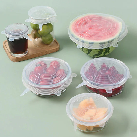 Silicone Stretch Lids, Food Cover For Freezer Microwave Oven Safe Fresh - Keeping Flexible Covers for Utensils, Dishes, Plates Jars, Cans, Mugs, Bowl Covers Food Safety Seal Lids (6 Pcs Set /95 Gm ) - infinityexculsivestore.com