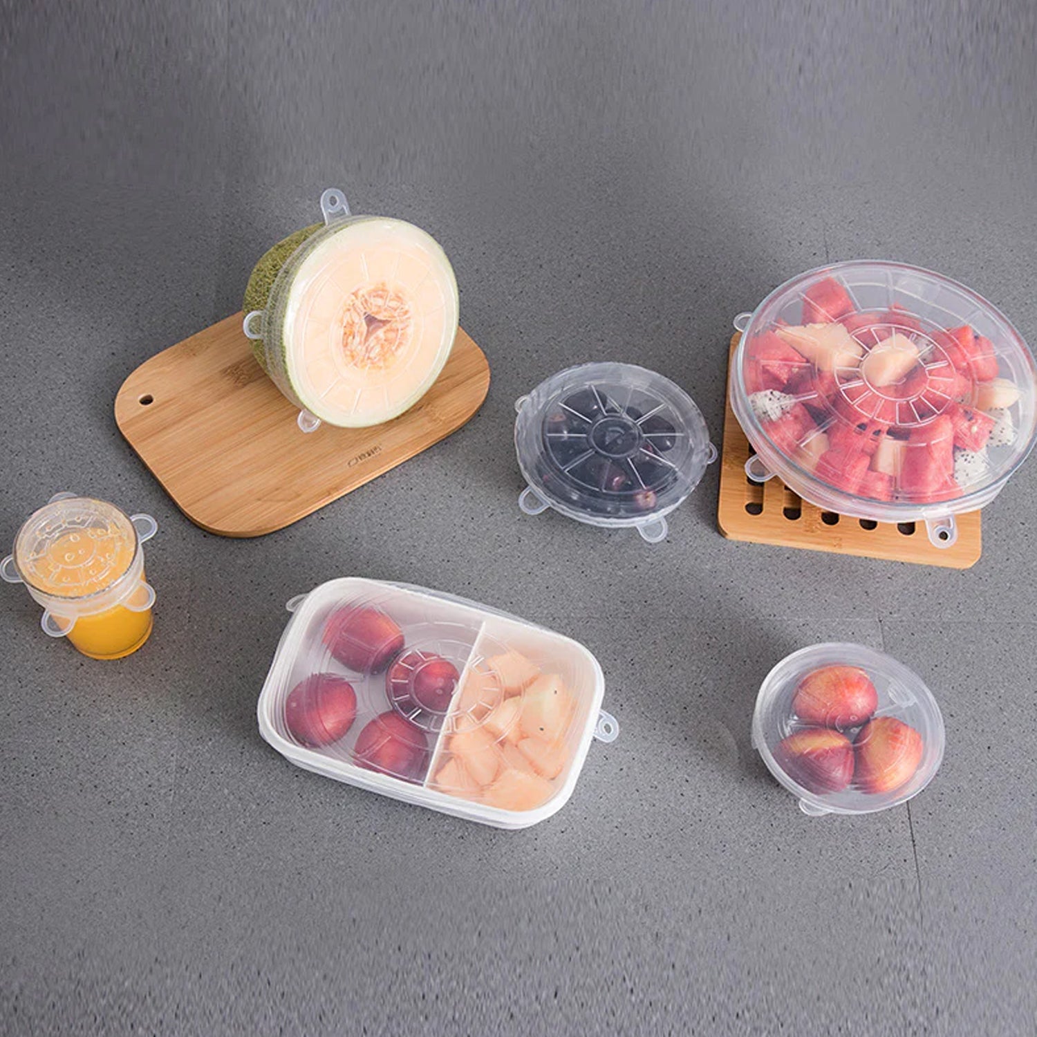 Silicone Stretch Lids, Food Cover For Freezer Microwave Oven Safe Fresh - Keeping Flexible Covers for Utensils, Dishes, Plates Jars, Cans, Mugs, Bowl Covers Food Safety Seal Lids (6 Pcs Set /95 Gm ) - infinityexculsivestore.com