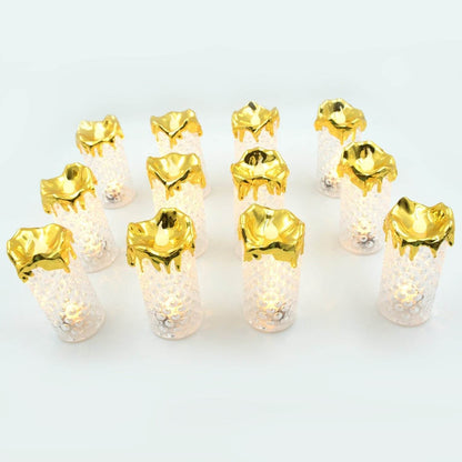 Gold Flameless Candles LED Light Flameless and Smokeless Decorative, Candles Led Tea Light Candle Perfect for Gifting, Home, Diwali,Wedding, Christmas, Crystal Candle Lights, Table Decorations (12 Pc MOQ) - infinityexculsivestore.com