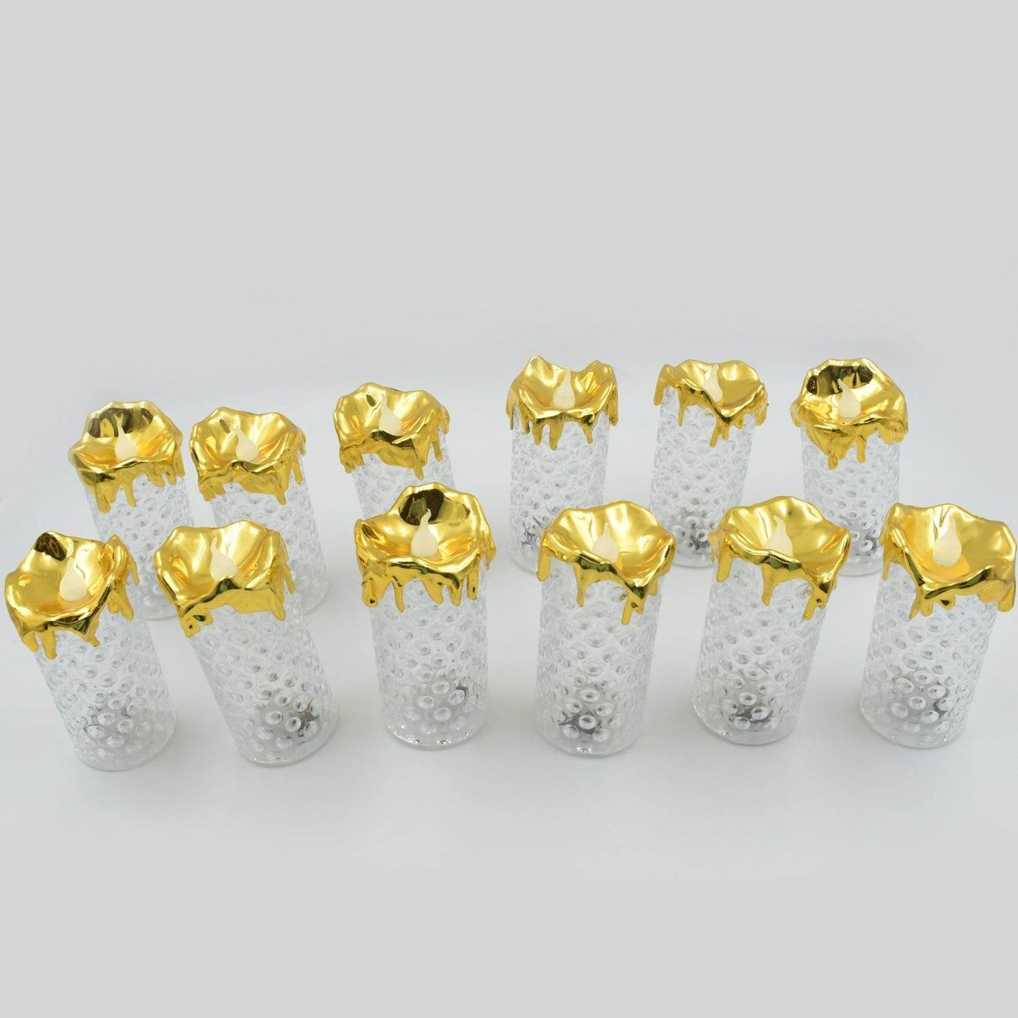 Gold Flameless Candles LED Light Flameless and Smokeless Decorative, Candles Led Tea Light Candle Perfect for Gifting, Home, Diwali,Wedding, Christmas, Crystal Candle Lights, Table Decorations (12 Pc MOQ) - infinityexculsivestore.com