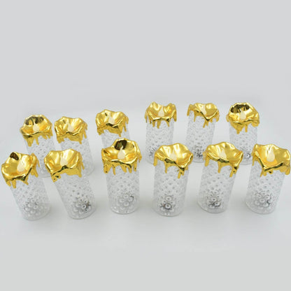 Gold Flameless Candles LED Light Flameless and Smokeless Decorative, Candles Led Tea Light Candle Perfect for Gifting, Home, Diwali,Wedding, Christmas, Crystal Candle Lights, Table Decorations (12 Pc MOQ) - infinityexculsivestore.com