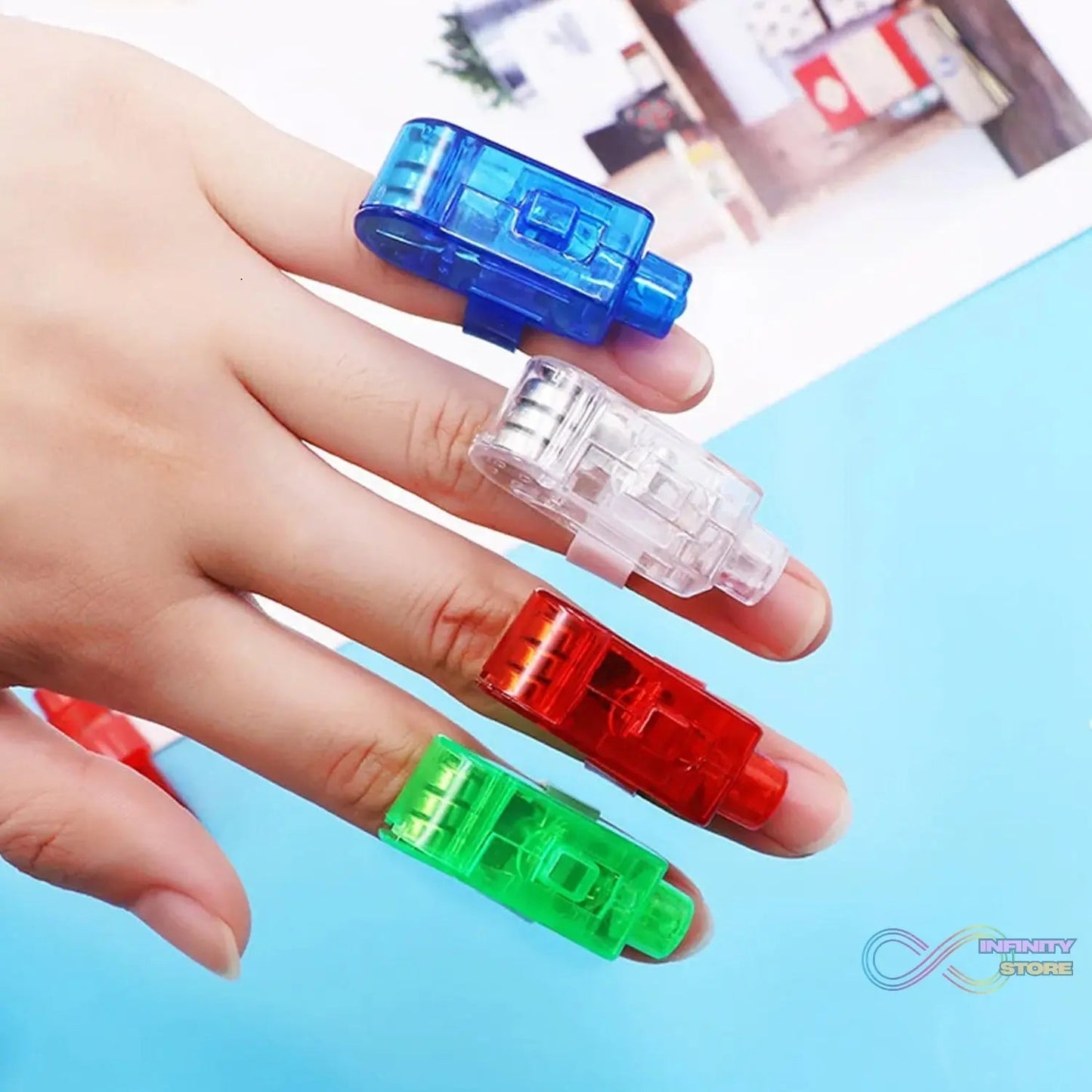 Light up Finger Tips, Clear Mini Rings, LED Glow Ring with Elastic Band (1 Pc) - infinityexculsivestore.com