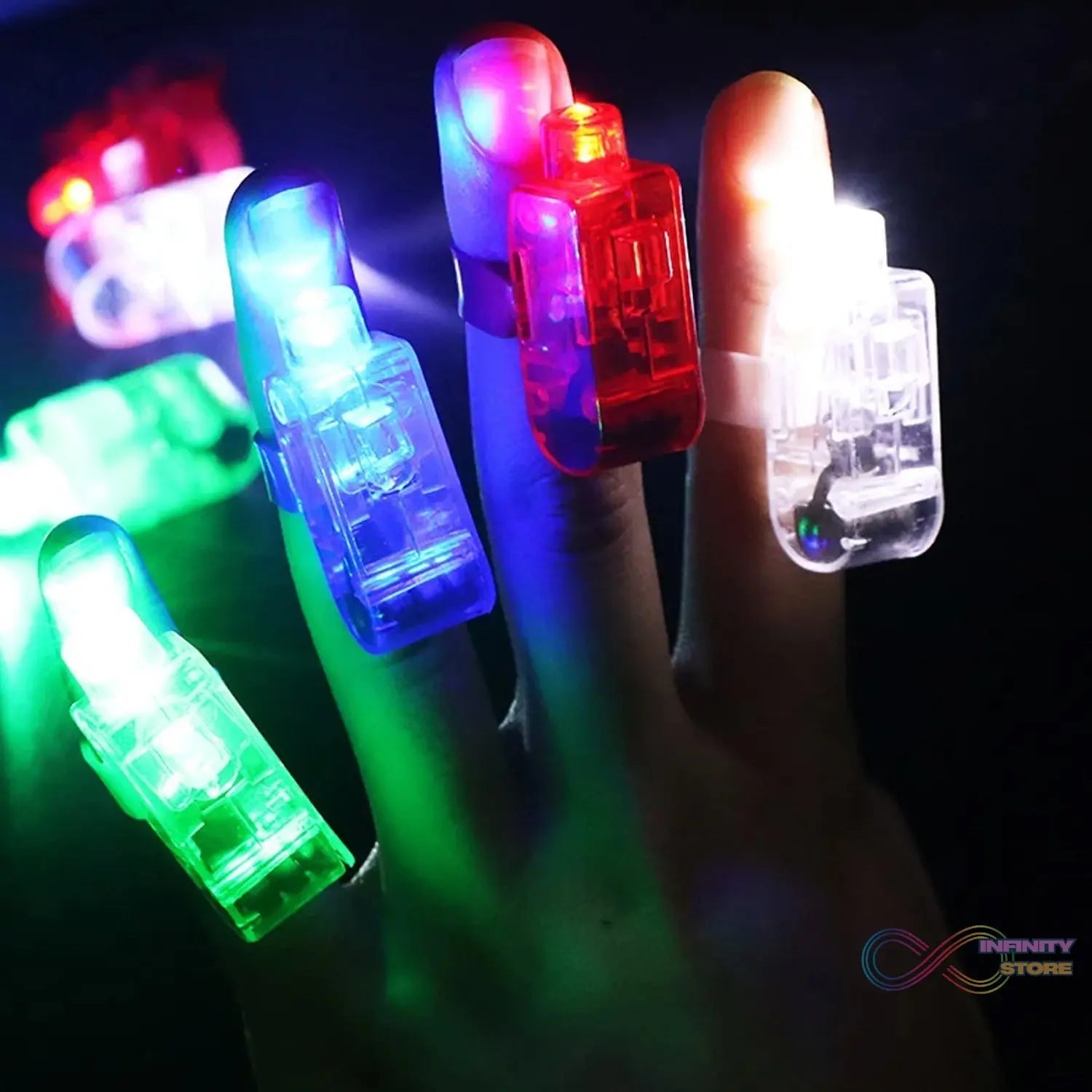 Light up Finger Tips, Clear Mini Rings, LED Glow Ring with Elastic Band (1 Pc) - infinityexculsivestore.com