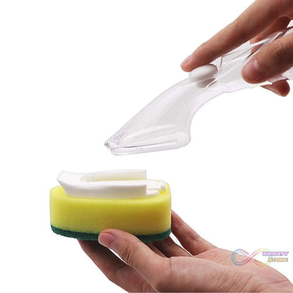 Compact liquid dispensing scrub for hassle-free kitchen cleaning