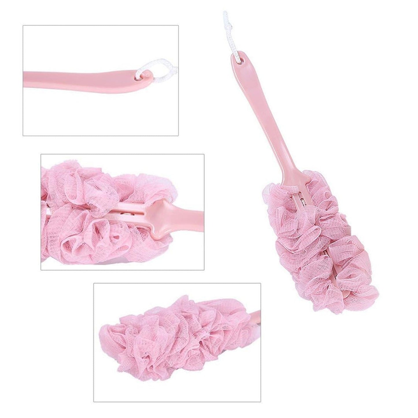 Loofah Back Scrubber for Shower, Long Handle Bath Sponge Shower Brush, Soft Nylon Mesh Back Cleaner Washer, Body Bath Brush for Women and Men, Bathroom Shower Accessories - infinityexculsivestore.com